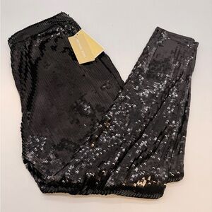 Michael Kors Women’s Black Sequin Pants Size M Elastic Waist New With Tags